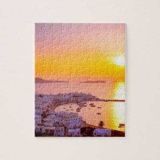 Quebra-cabeça Por do sol em Mykonos, piscina
