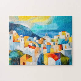 Quebra-cabeça Pôr do Sol em Santorini em Cores Intensas