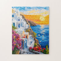 Pôr do sol em Santorini Oia em Quilling