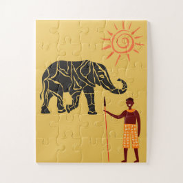 Quebra-cabeça pôr do sol na África