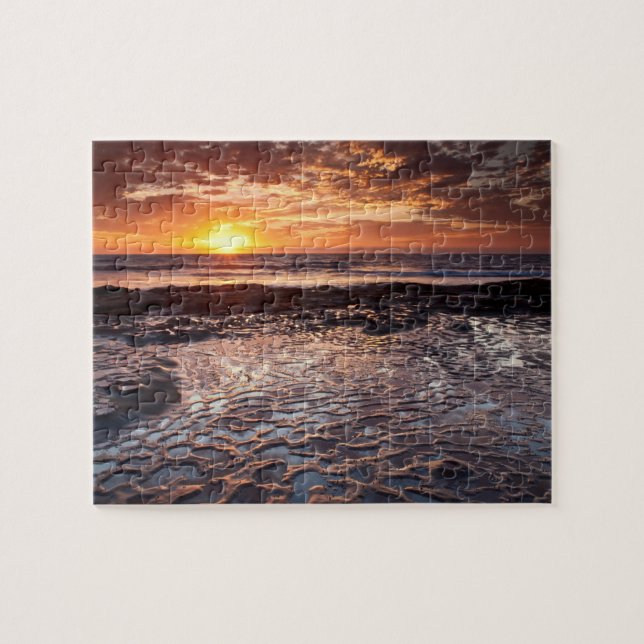 Quebra-cabeça Pôr do sol na praia, Califórnia (Horizontal)