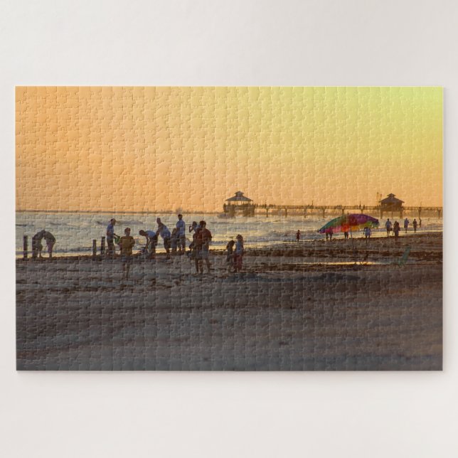 Quebra-cabeça Pôr do sol na praia do oceano (Horizontal)
