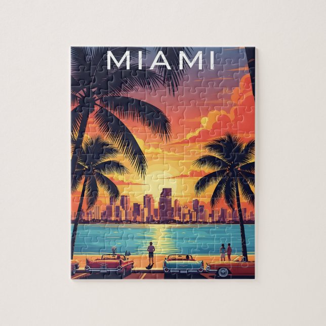 Quebra-cabeça Pôr do Sol no Horizonte de Miami (Vertical)