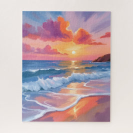 Quebra-cabeça Pôr do Sol Pastel no Oceano | Pintura Colorida da 