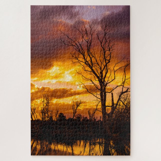 Quebra-cabeça Pôr do sol pelo lago (Vertical)