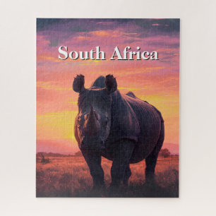 Quebra-cabeça Pôr do sol retrô Rinoceronte da África do Sul
