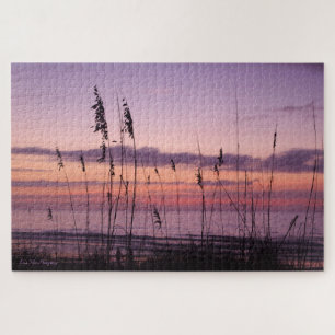 Quebra-cabeça Por do sol roxo na praia