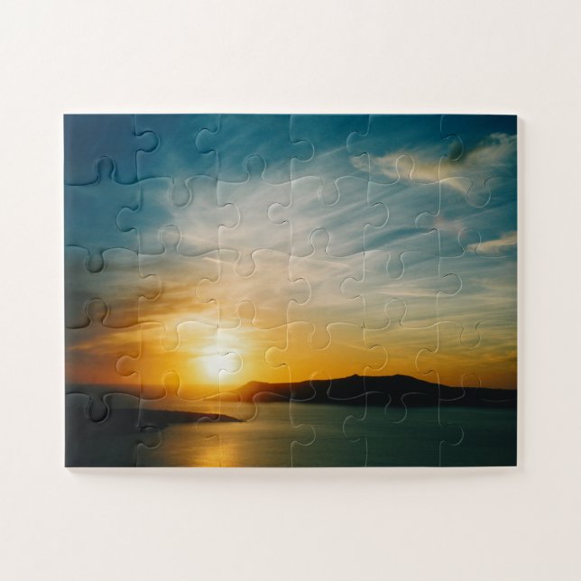 Quebra-cabeça pôr do sol Santorini, Grécia 30-pc (Horizontal)