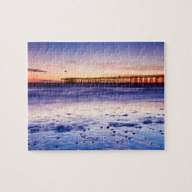 Quebra-cabeça Pôr do sol sobre o píer e a praia de Ventura (Horizontal)