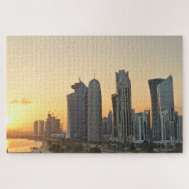 Quebra-cabeça Pôr do sol sobre os arranha-céus de Doha no Qatar