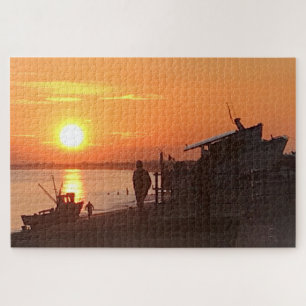 Quebra-cabeça Pôr Do Sol Sobre Os Barcos De Pesca De Hythe Bay 