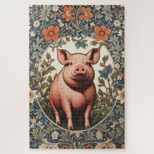 Quebra-cabeça Porco Fofo Inspirado em William Morris