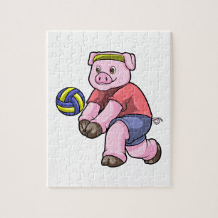 Quebra-cabeça Porco no Esporte com Voleibol