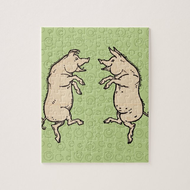 Quebra-cabeça Porcos Antigos para Dançar: Whimsical Vintage Pigg (Vertical)