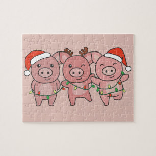 Quebra-cabeça Porcos de Natal Porcos Porcos Porcos Cachorros