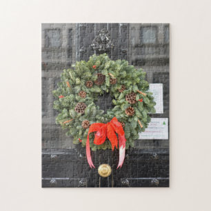 Quebra-cabeça Porta com Wreath de Natal, Londres, Inglaterra, Re