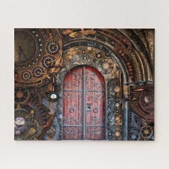 Quebra-cabeça Porta do Relógio de Entrada de Tempo Steampunk (Horizontal)