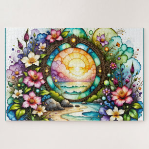 Quebra-cabeça Portal Oceano de Flores Selvagens Coloridas