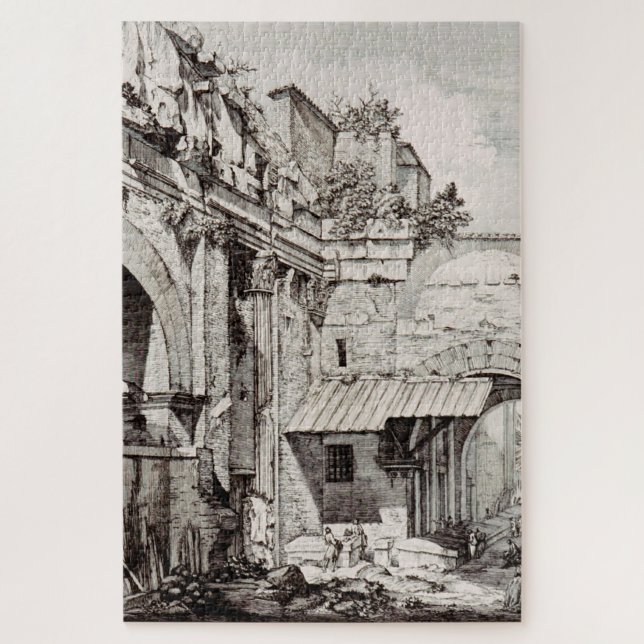 Quebra-cabeça Pórtico de Otávia Roma Arte Preto e Branco (Vertical)