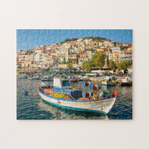 Quebra-cabeça Porto com barcos de pesca em Plomari, Lesbos, Gré