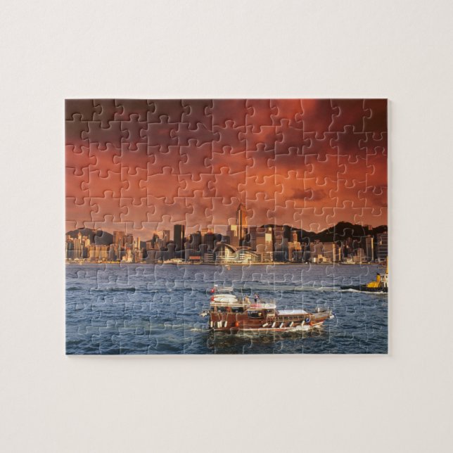 Quebra-cabeça Porto de Hong Kong ao Pôr-do-Sol (Horizontal)