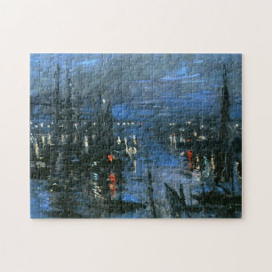 Quebra-cabeça Porto do Havre, Efeito Noturno Monet Fine Art