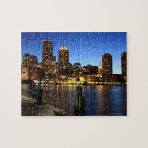 Quebra-cabeça Porto e skyline de Boston.  Boston é um dos 7