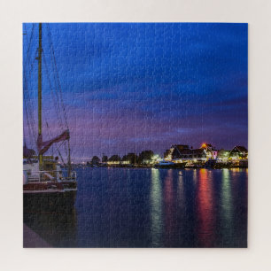 Quebra-cabeça Porto iluminado de Volendam à noite