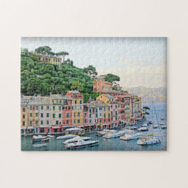 Quebra-cabeça Portofino Harbor - Verão na Itália - 11x14 polegad