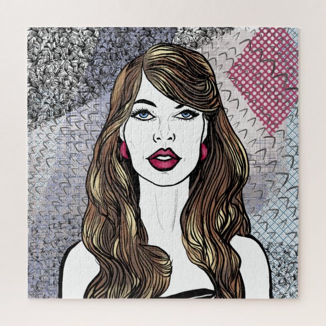 Quebra-cabeça Portrait d'une fille aux longs cheveux bruns (Vertical)