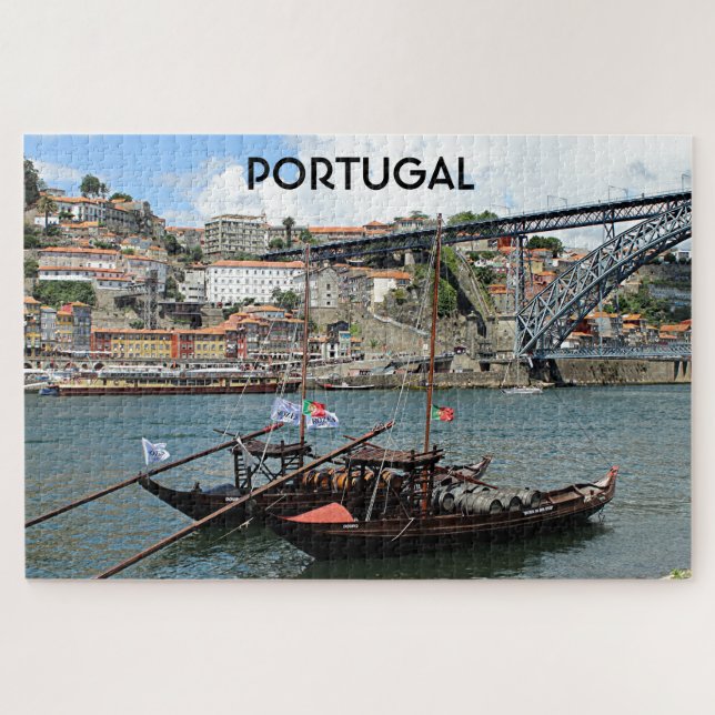Quebra-cabeça Portugal: Barcos de barril de vinho, Porto (Horizontal)