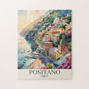 Quebra-cabeça Positano Itália Costa Amalfi Paisagem Aquarela