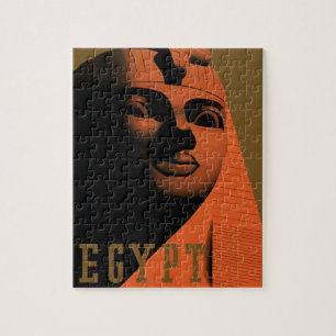 Quebra-cabeça Poster das viagens vintage com esfinge, Egipto,