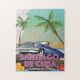 Quebra-cabeça Poster das viagens vintage de Santiago de Cuba