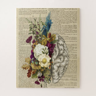 Quebra-cabeça poster de anatomia do cérebro floral médico