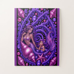 Quebra-cabeça Pôster de Arte Fantasia Mermaid Duo Oceano Sonho R