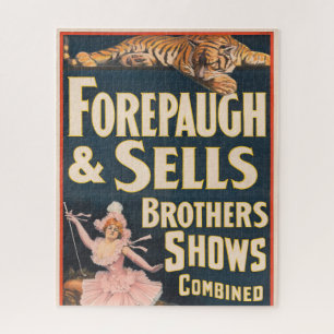 Quebra-cabeça Poster De Circo De Tigre E Mulher Em Horseback