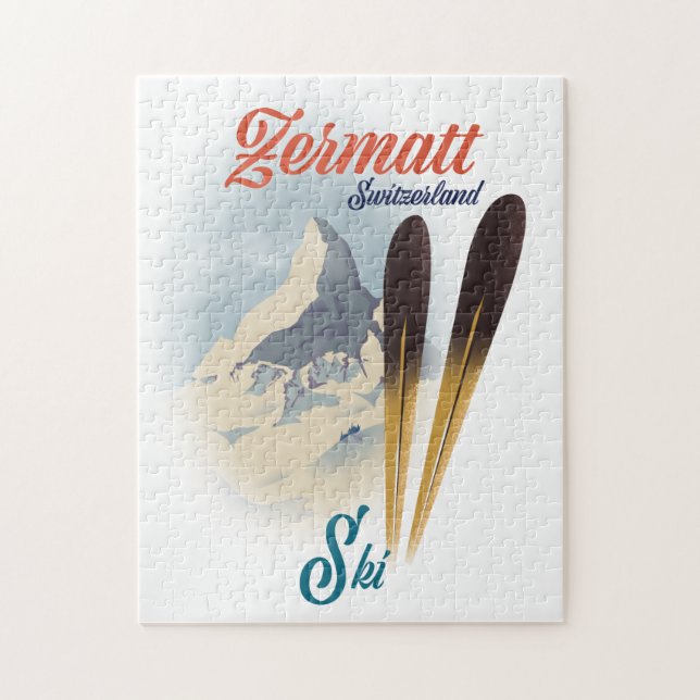 Quebra-cabeça Poster de esqui de Suiça Zermatt (Vertical)
