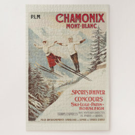 Quebra-cabeça Poster de Esqui Francês Chamonix Mont Blanc Vintag