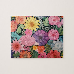 Quebra-cabeça poster de fundo floral primavera cor-de-rosa