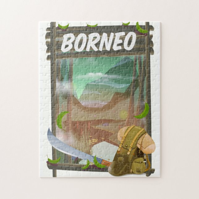 Quebra-cabeça Poster de viagens da selva de Borneo (Vertical)