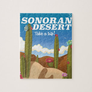 Quebra-cabeça Poster de viagens de Cartoon do Deserto Sonoran.