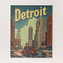 Quebra-cabeça Poster de viagens de Detroit Michigan
