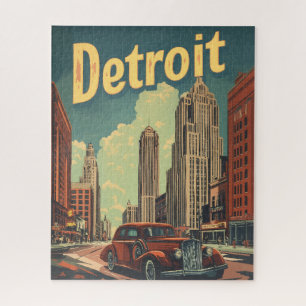 Quebra-cabeça Poster de viagens de Detroit Michigan