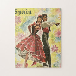 Quebra-cabeça Poster de viagens de Espanha Vintage, Dançarinos F
