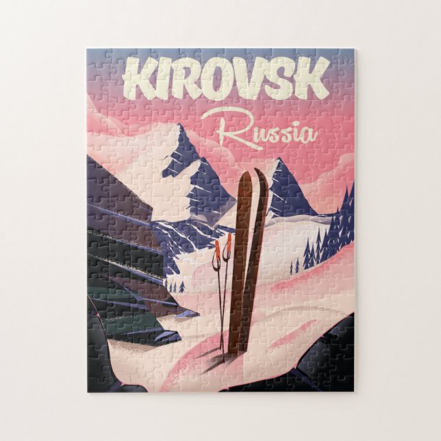 Quebra-cabeça Poster de viagens de esqui Kirovsk Rússia (Vertical)