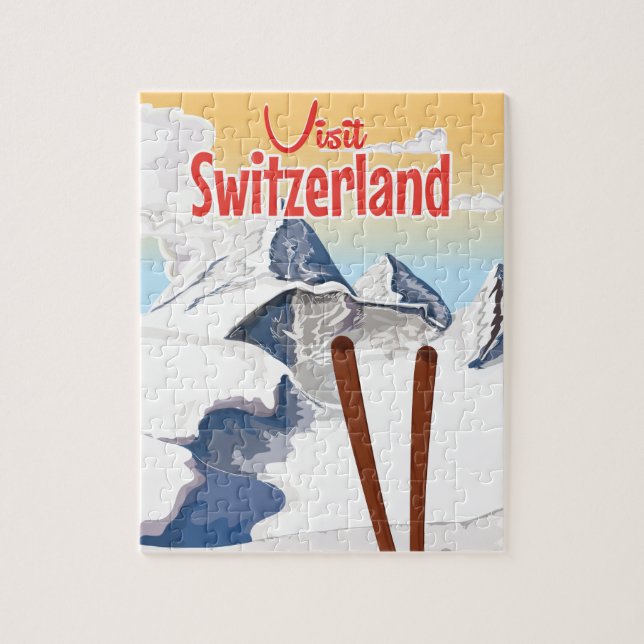 Quebra-cabeça poster de viagens de Esqui suiça (Vertical)
