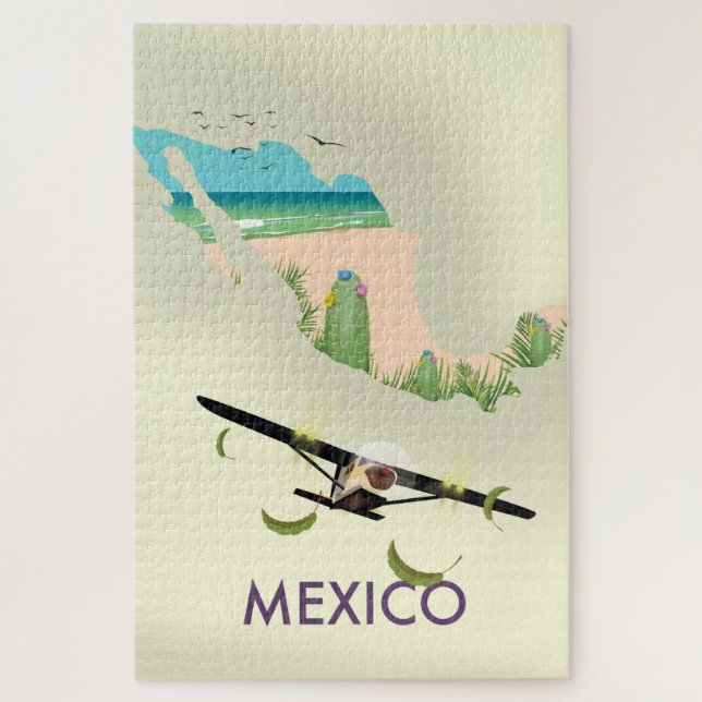 Quebra-cabeça Poster de viagens de Mapa do México (Vertical)