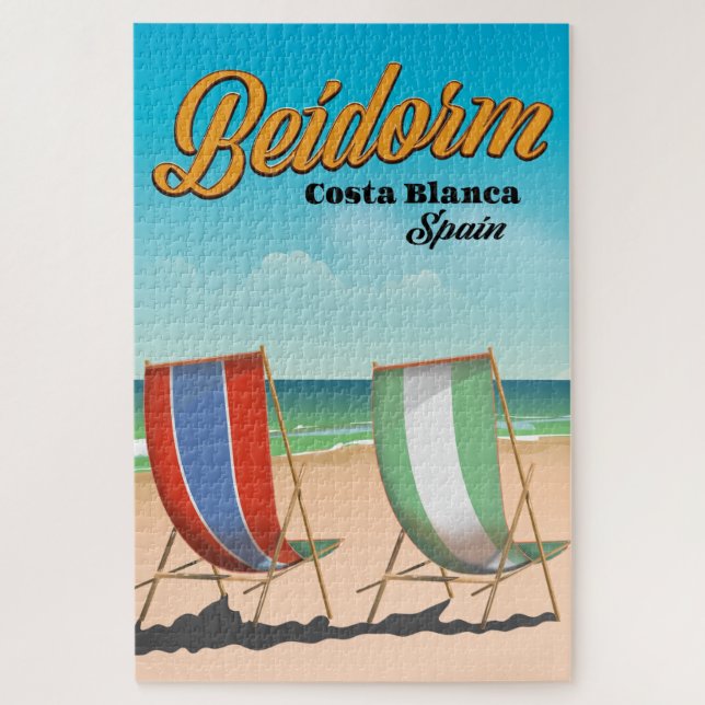 Quebra-cabeça Poster de viagens de praia de Benidorm (Vertical)