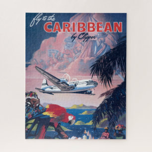 Quebra-cabeça Poster de viagens De Seaplane Voando Sobre O Carib